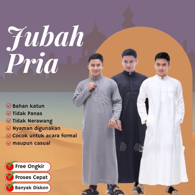 JUBAH GAMIS PRIA PUTIH POLOS GAMIS PRIA DEWASA JUBAH SAUDI MODEL HARAMAIN