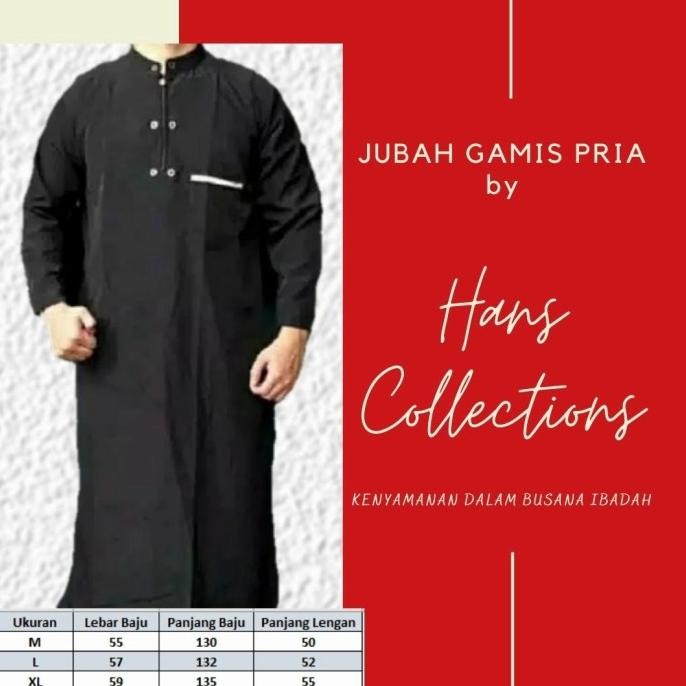 JUBAH GAMIS PRIA HITAM // JUBAH MUSLIM PRIA HITAM