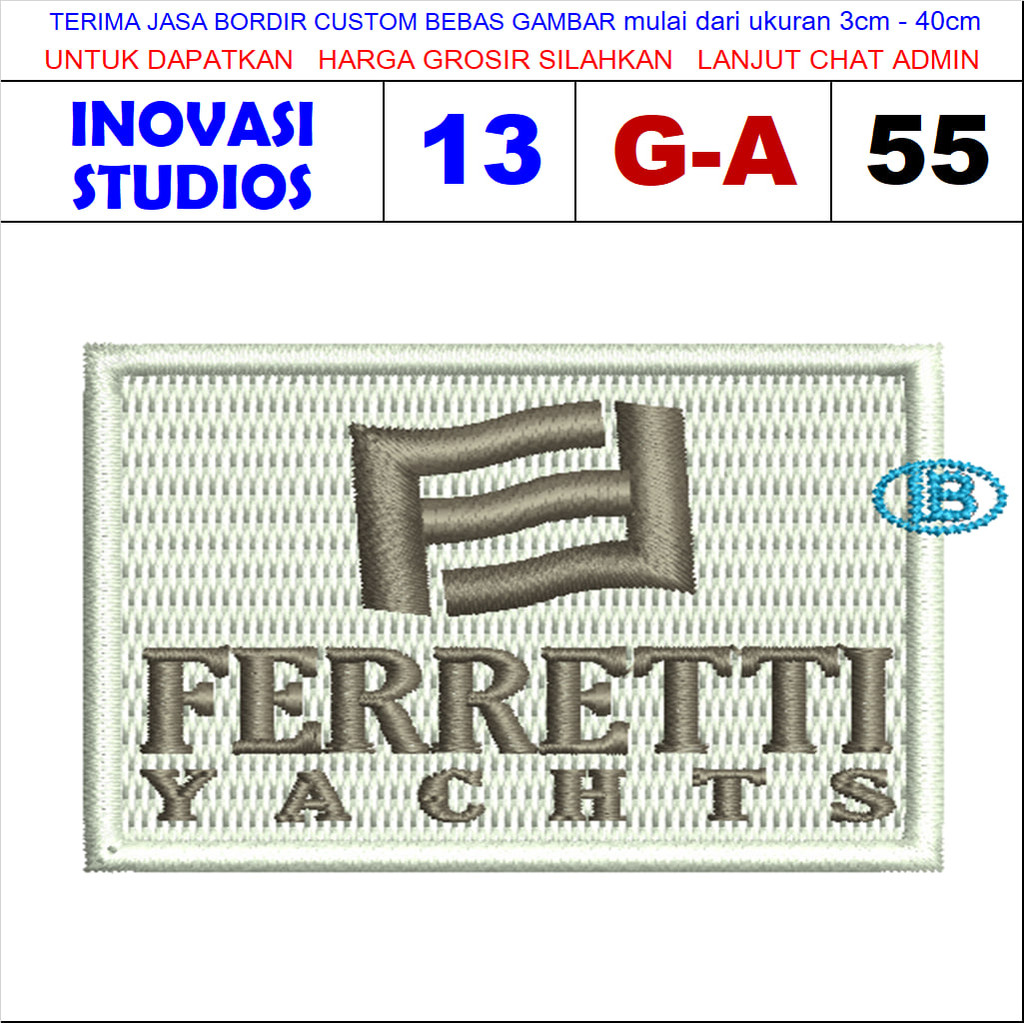 I STUDIOS PATCH BORDIR LOGO EMBLEM/BADGE G-A55 FERRETTI YACHTS - REVIEW/TESTIMONI