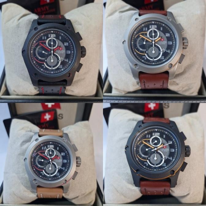 jam tangan pria original Swiss Army HC8922 HC 8922 chronograph kulit
