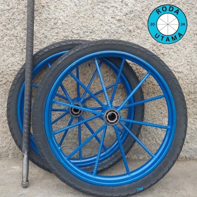 Roda Gerobak Jari 6 Kecil Ring 17 (Sepasang Roda & As)