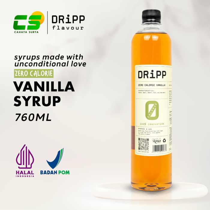 

Dripp Sirup / Syrup - Zero Calorie Vanilla Syrup 760 ml (Sirup Vanilla Bebas Kalori)