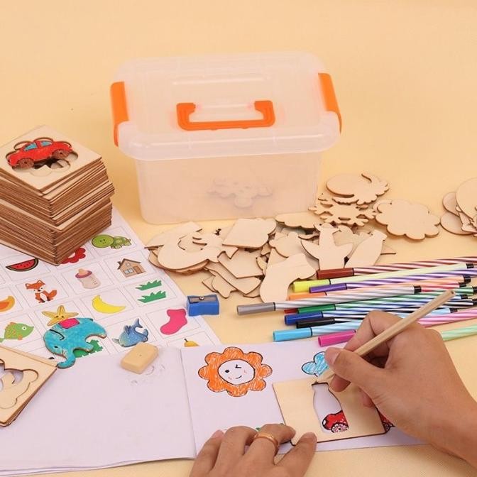 

Mainan Edukasi Anak Wooden Drawing Template Stencil Art / Cetakan