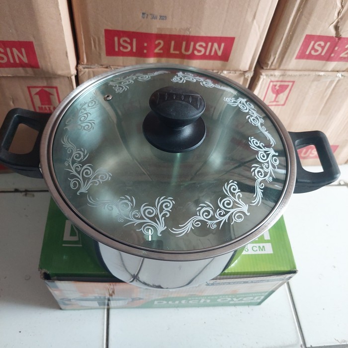 panci stainless 28 cm muliya - panci stenlis tutup kaca - panci sop