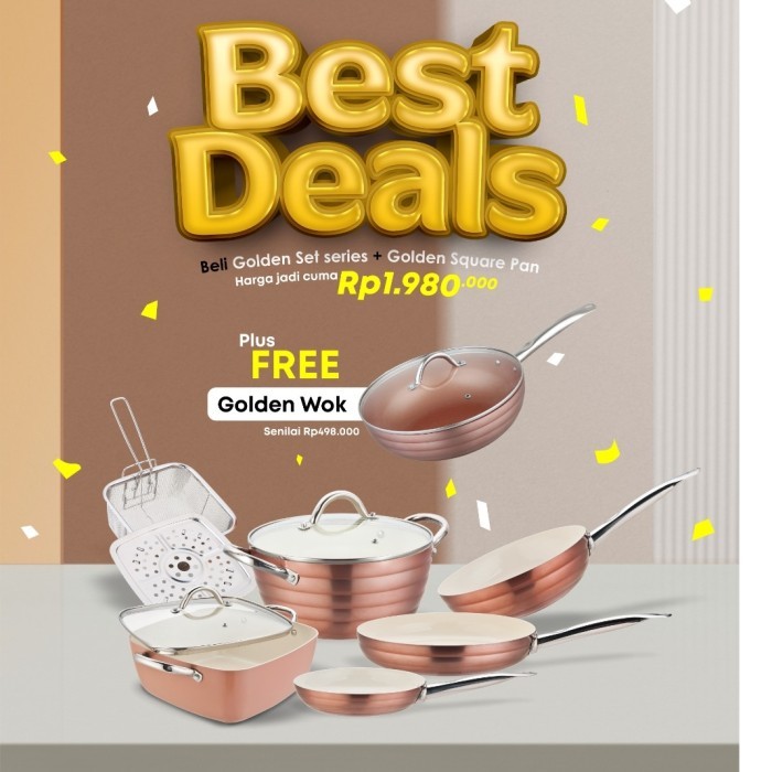 Signora Golden Set Series/Golden Square pan/Panci/Penggorengan/Kukusan