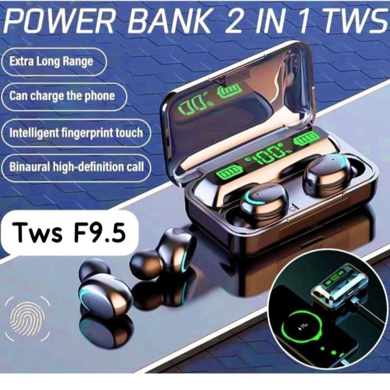 NEW PRODUCT Hot Selling Upgrade F9-5/M10 TWS Headset Bluetooth 4000mah Powerbank LED Smart Display