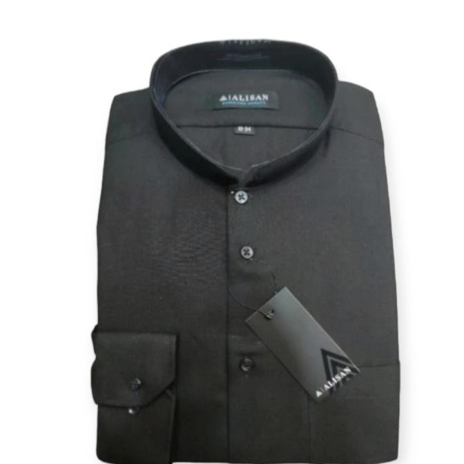 Kemeja Alisan Koko Hitam Polos Lengan Panjang Reguler Fit Terlaris
