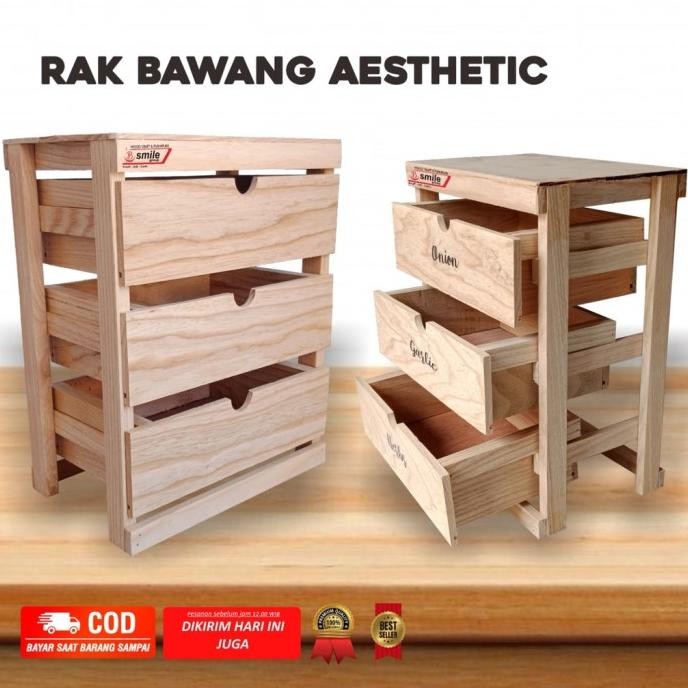 Rak bumbu susun3/Bawang tempat bumbu dapur kayu-3susun