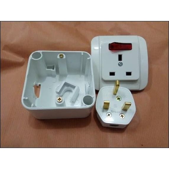 Set Steker AC Broco Colokan Kaki 3 Plus Stop Kontak Inbow & Outbow Original