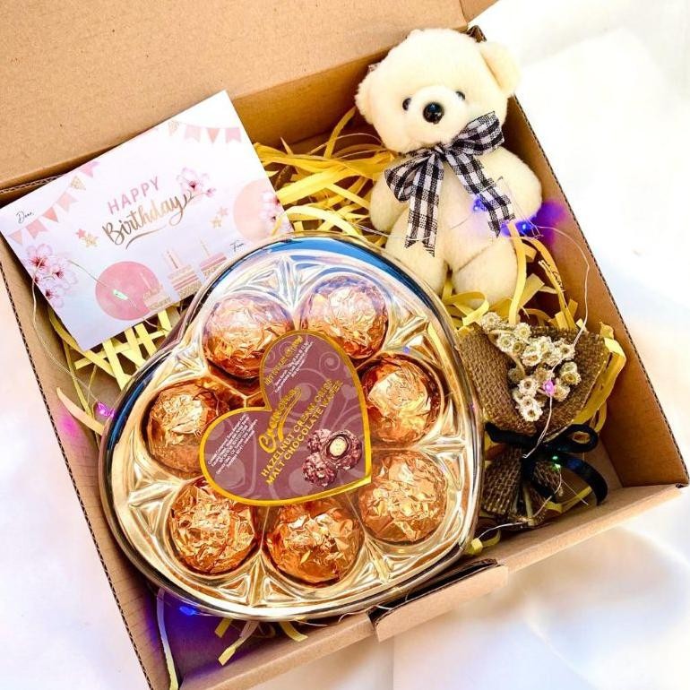 

VD08 HAMPERS EXLUSIVE COKLAT cremona ferrero rocher gift box coklat valentine graduation wedding boneka buket bunga Viral