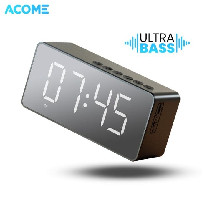 Acome Speaker Bluetooth 5.2 Jam Alarm Led Shocking Bass Garansi A17