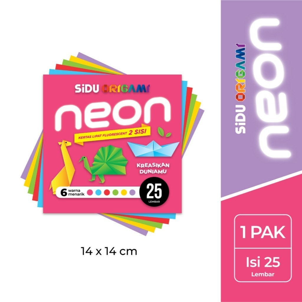 

[Stationery Spectrum] SiDU Kertas Origami Neon 14 x 14 cm 25 Lembar - SDU KS 25 T FLOG