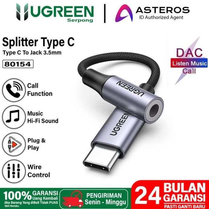 Ugreen Konverter Type C To Aux 3.5 Mm Ugreen Tipe C To Aux 3.5 Mm