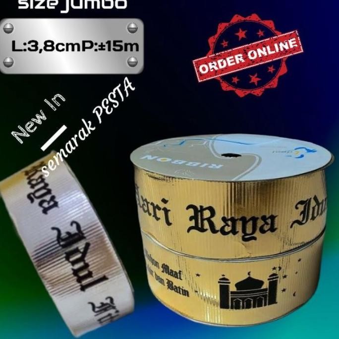 

Mubarak| pita rol metalik selamat hari raya idul fitri, pita hiasan parsel idul