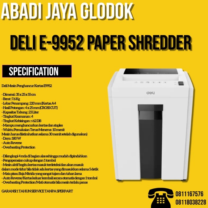 DELI E-9952 PAPER SHREDDER