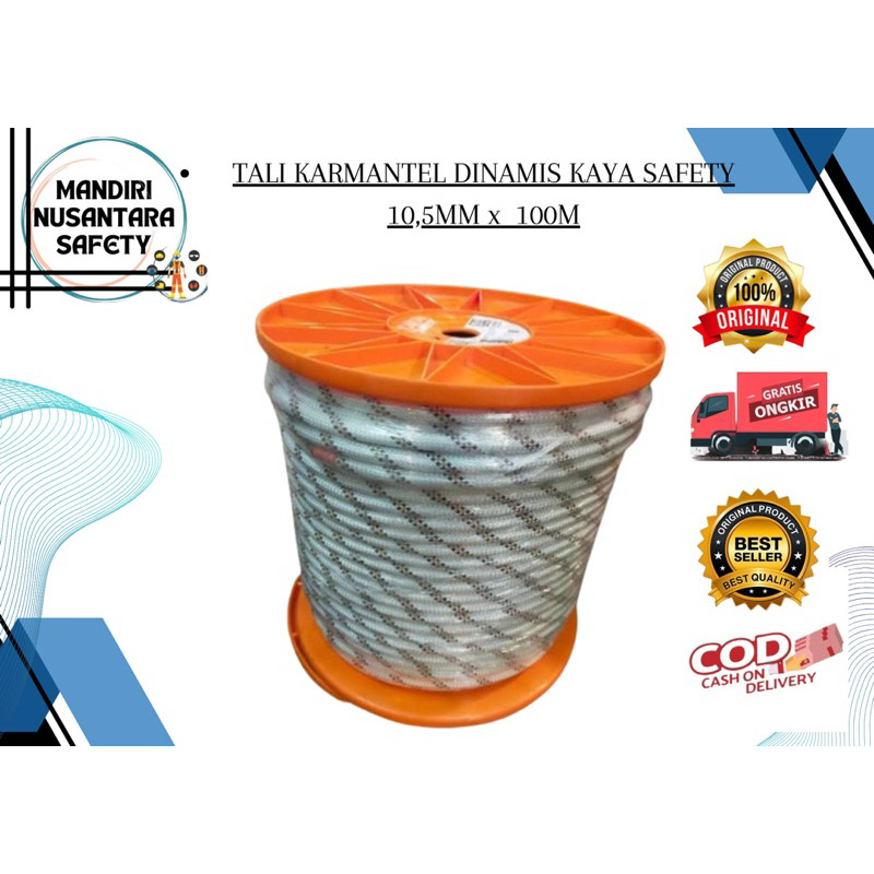 TALI KARMANTEL DINAMIS KAYA SAFETY 10,5MM x 100Meter/ Tali Karmantel Dinamis/ Tali Safety Climbing