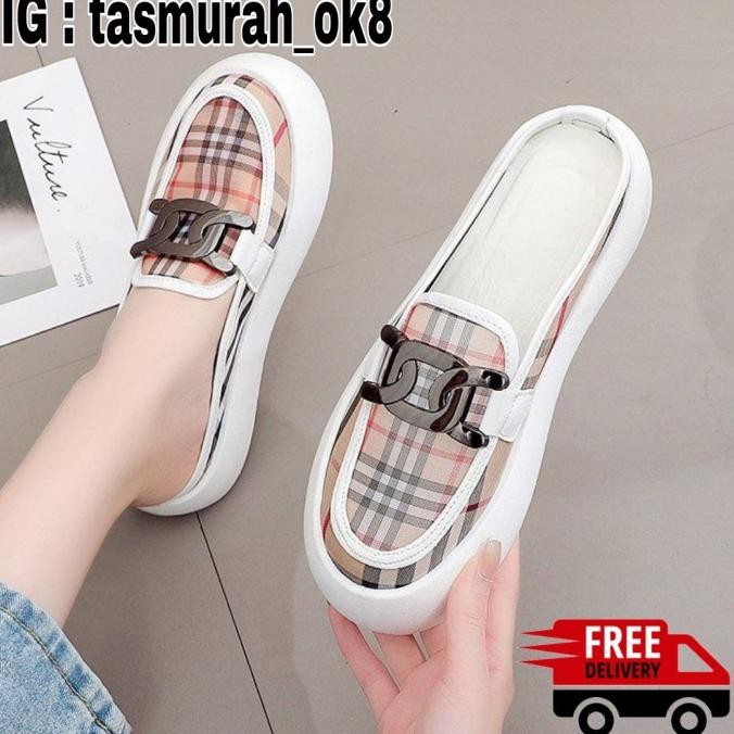 SEPATU SANDAL SELOP WANITA MULES IMPORT KOREA PREMIUM 3 CM MURAH BATAM