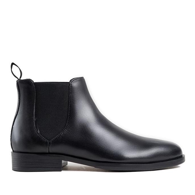 Prabu - Aska Black Sepatu Kulit Chelsea Boots Wanita