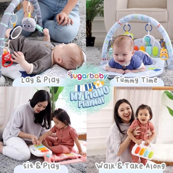 SUGAR BABY PLAYMAT ALL-IN-1 MY PIANO PLAYMATE BABY GYM MUSIK MAINAN RATTLE LAMPU MATRAS PIANO