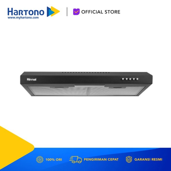 Rinnai RH-S1456-PBW Cooker Hood Slim Series - Hitam 596mm x 499.5mm x 80mm