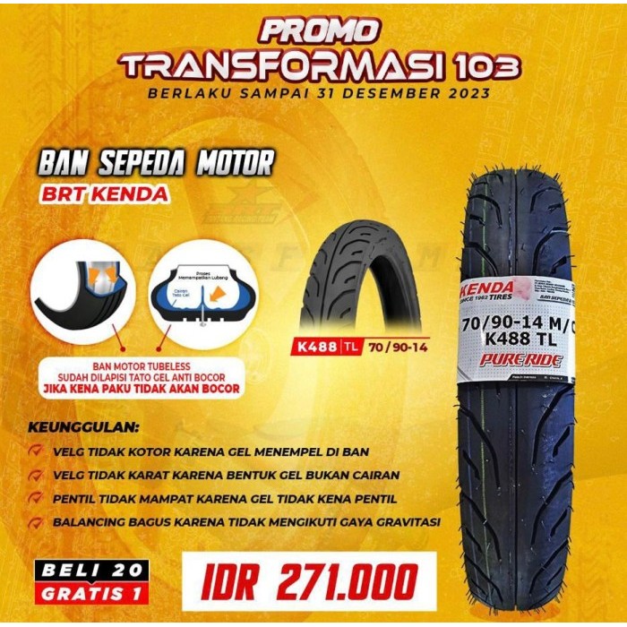 Ban Brt Kenda Ring 14 70/90 80/90 90/90 Ban Tubles Anti Bocor Jangeby #Gratisongkir #Sale #Discount