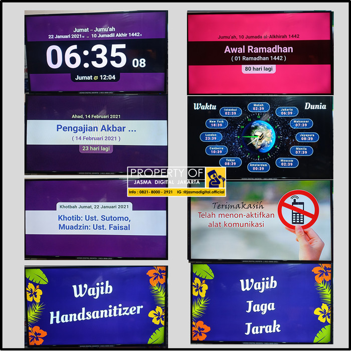 Jasma Versi Spesial Edition Jam Jadwal waktu Sholat Masjid TV LED