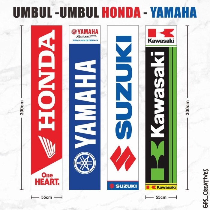 TERBARU Umbul-umbul HONDA YAMAHA SUZUKI KAWASAKI Spanduk Kain Bengkel Motor