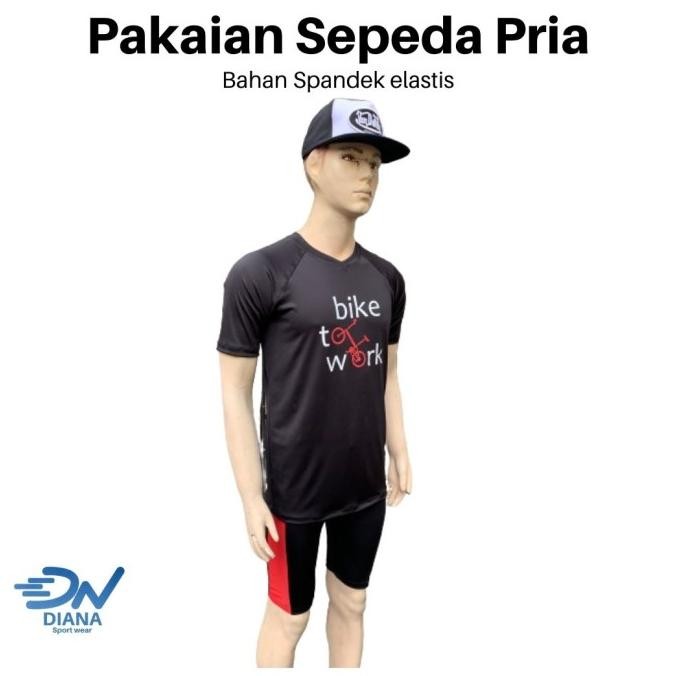 Setelan baju sepeda pria lengan pendek dan celana sepeda padding busa Terlaris