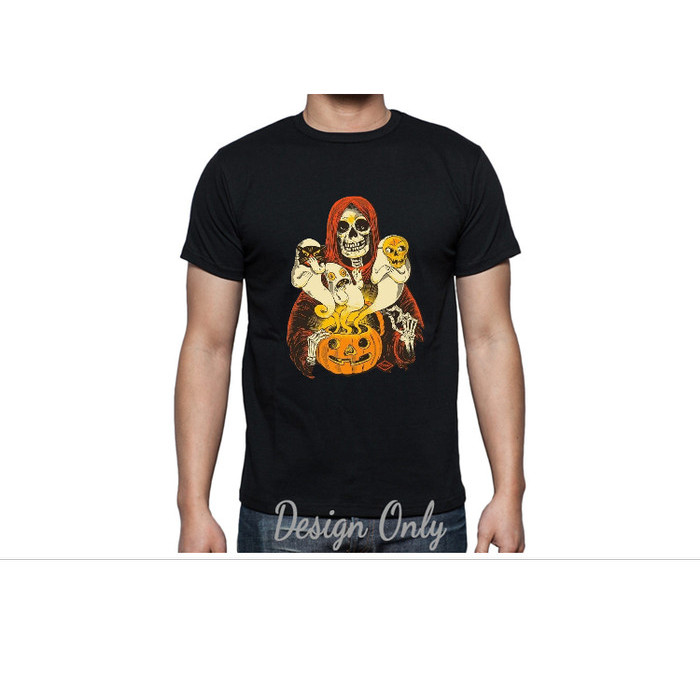 siap kirim] Kaos Halloween - Skull Ghost With Pumpkin Boo - By Crion