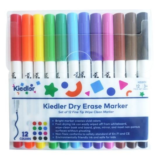 

Kiedler White Board Dry Erase Marker 12Pcs Spidol Wipe Clean