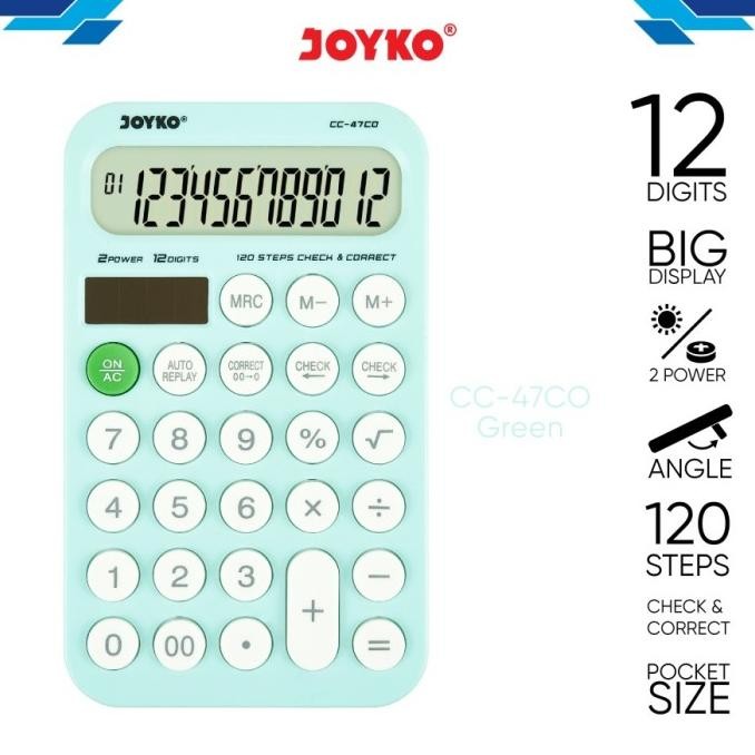 

sd-67 Calculator KALKULATOR JOYKO CC-47CO 12 Digits Check Correct Berkualitas