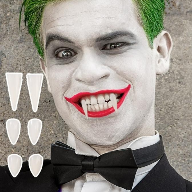 Gigi Palsu Taring Resin Dengan Lem Padat Halloween Gigi Vampir Taring GT