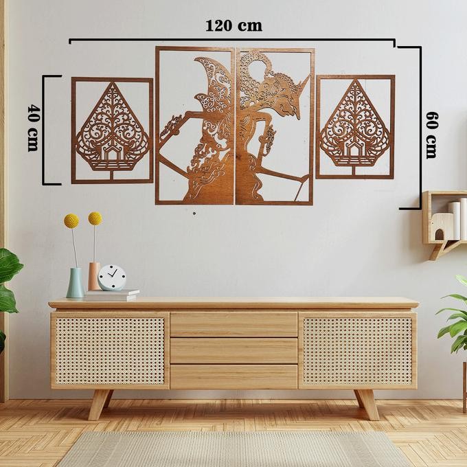 Hiasan dinding kayu motif wayang BNJ