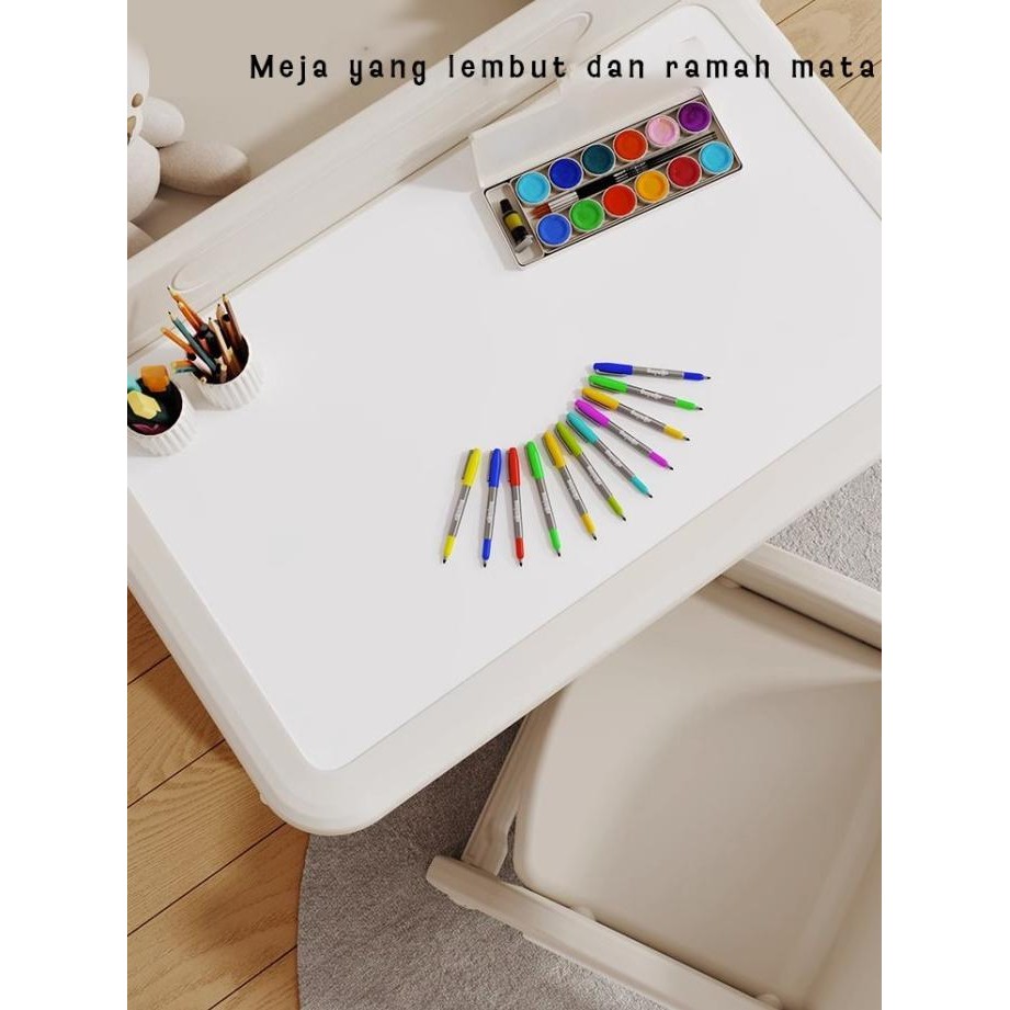 Kursi Meja Belajar Rak Tulis Anak Bahan Plastik PVC Aesthetic R2A1