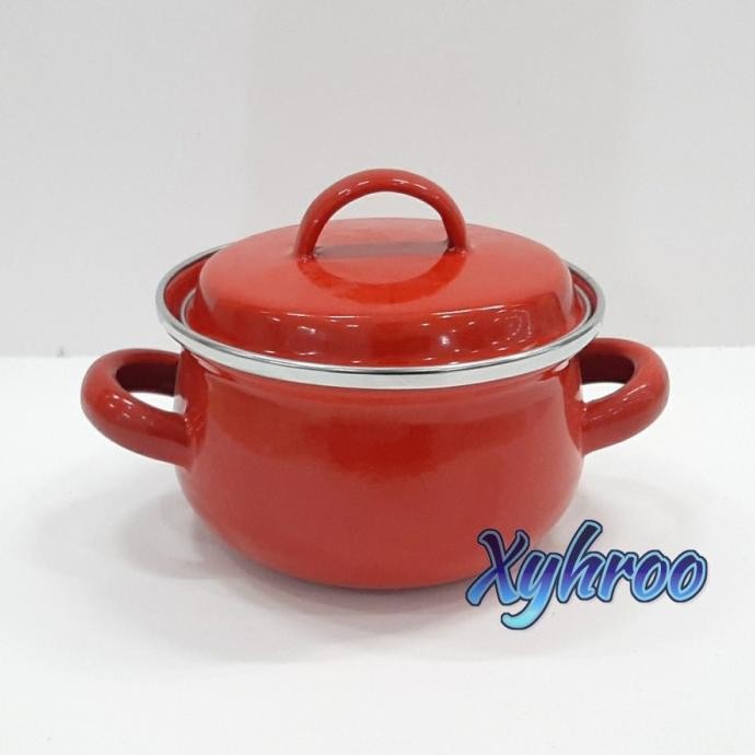 Hot Sale Panci Enamel Kecil Minipot 12Cm Merah Ht-12