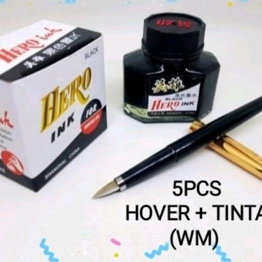 

Paket Hemat..5Pcs Fountain Pen Hover (Wm) + Tinta Hero 50Ml Original