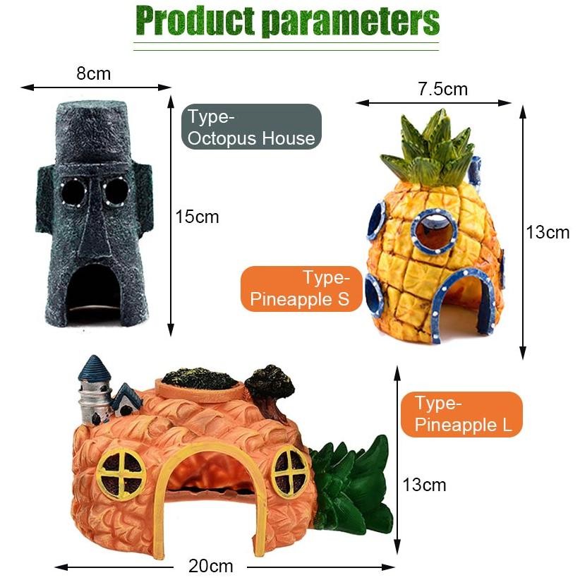 Rumah Hiasan Akuarium Rumah Spongebob / Rumah Squidward Decoration / Hiasan Aquascape / Ornamen Kart