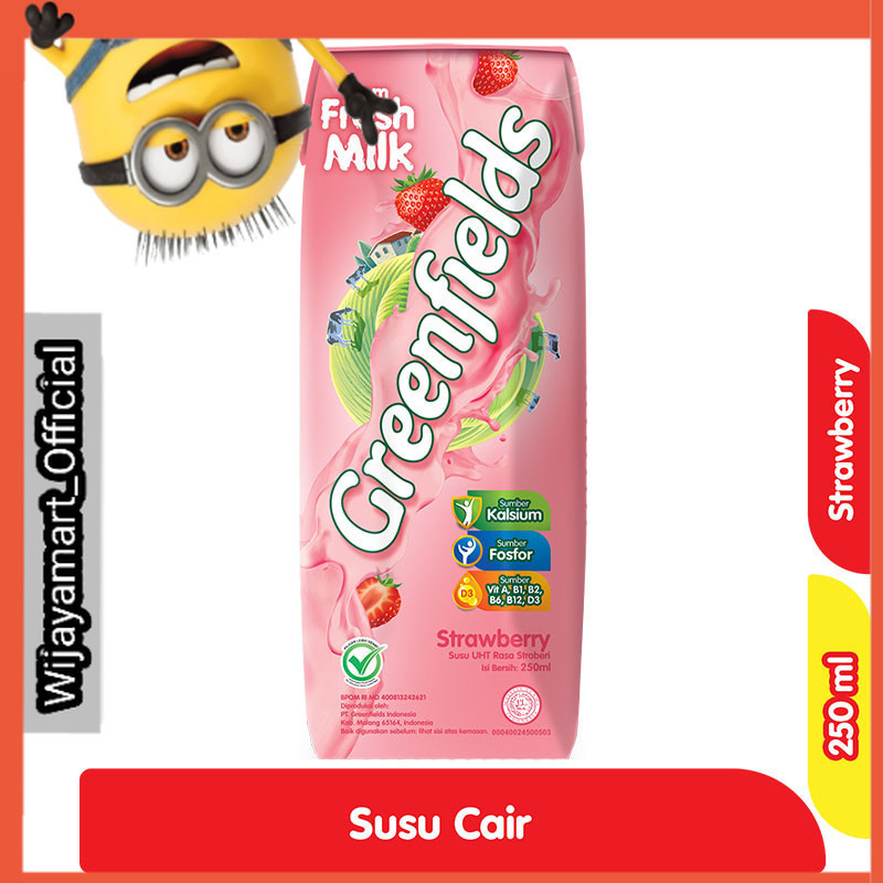Greenfields Susu UHT Stroberi Kotak 250 ml