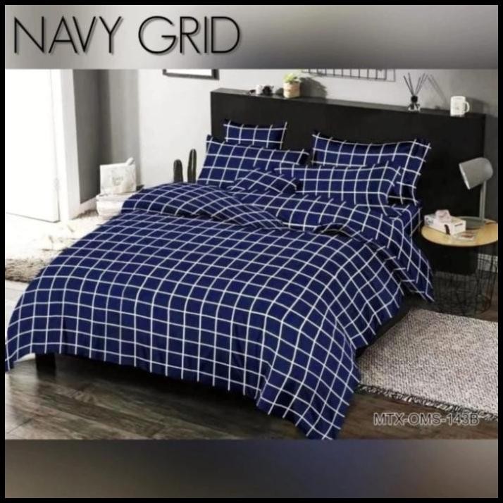Sprei Set Kotak Navy Kecil || Aesthetic Korea Series