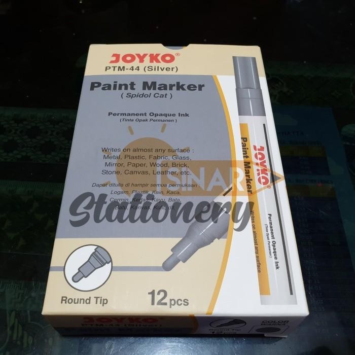 

Spidol Paint Marker Silver Ptm44 Joyko 1Pak Isi 12Pc