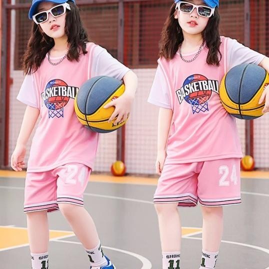 Ppc Baju Anak Jersey Kostum Basket Pakaian Perempuan Pink