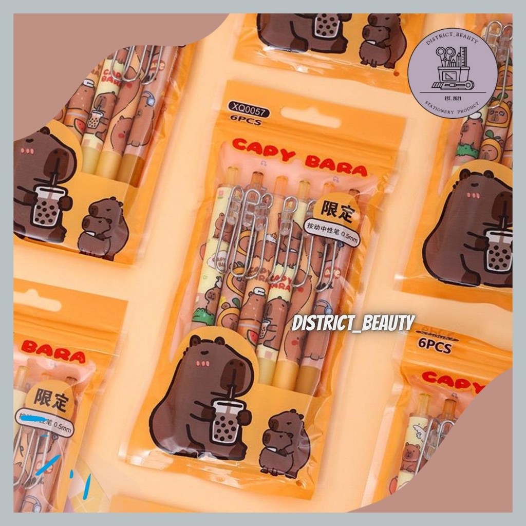 

PULPEN CETEK MEKANIK CAPYBARA SET ISI 6 PCS PENA MEKANIK GEL TINTA HITAM MOTIF KAPIBARA LUCU TERMURAH