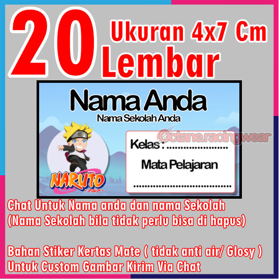 

Stiker Label Buku Mata pelajaran sekolah Sd Nama Sticker 20 Lembar mini banyak Murah Custom anak Sd cewe cowo Karakter Naruto Vol 41