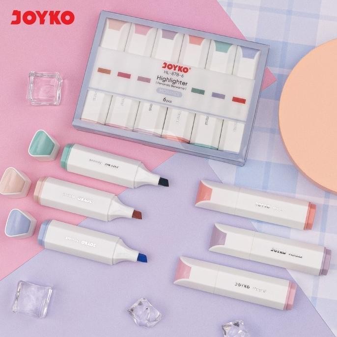 

th-23 Penanda Berwarna Highlighter Joyko HL-87A & 87B 6 Warna Morandi Hemat