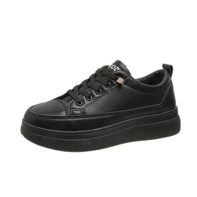 Sepatu Sneakers Olahraga Sport Kets Putih Hitam Wanita Sepatu Sekolah Wanita Hitam Polos Trend
