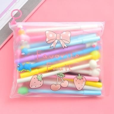 

tre-57 Pulpen Gel Karakter Lucu Set Isi 20PCS Pena FREE Zipper Pouch Tempat Pensil Transparan Murah stockami A15 Termurah