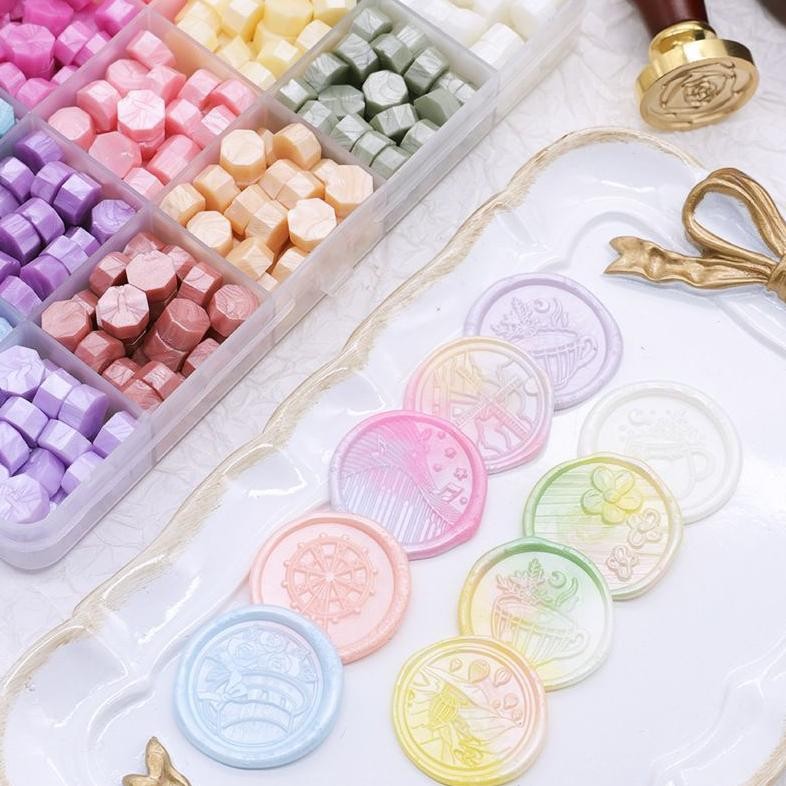 

EVY-510 1set Wax Seal Beads Warna Stamp Wax Seal Diy Sealing Wax Set Lilin Stempel Wax Lilin Segel Sekitar 360pcs Viral