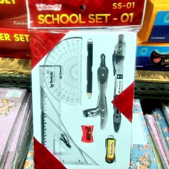 

QV21 PAKET ALAT TULIS SEKOLAH LENGKAP 9 IN 1 DENGAN PENGGARIS BUSUR JANGKA PENSILK Terlaris