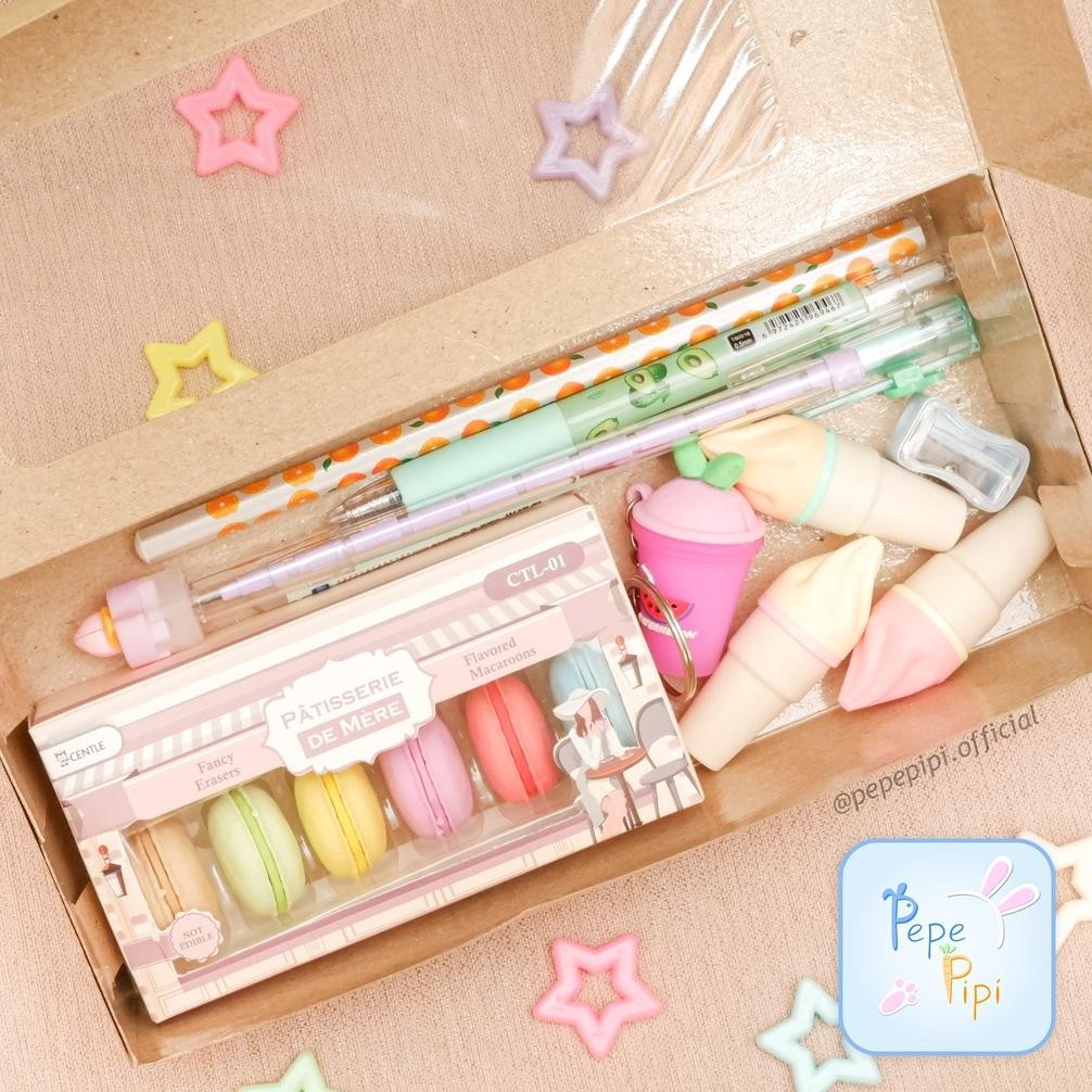 

Am67 Parcel Alat tulis Cantik Bingkisan Kado Gift Anak Hampers Pena Pulpen Penghapus Rautan Cutter Paperclip Gantunagn Kunci Rautan Hadiah Hemat