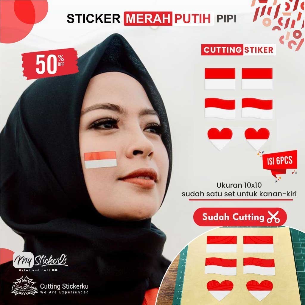 Cutting Stiker Bendera Merah Putih Variasi Motor Mobil Sticker Pipi Timbul Keren Nyala Dasbor Spakbo